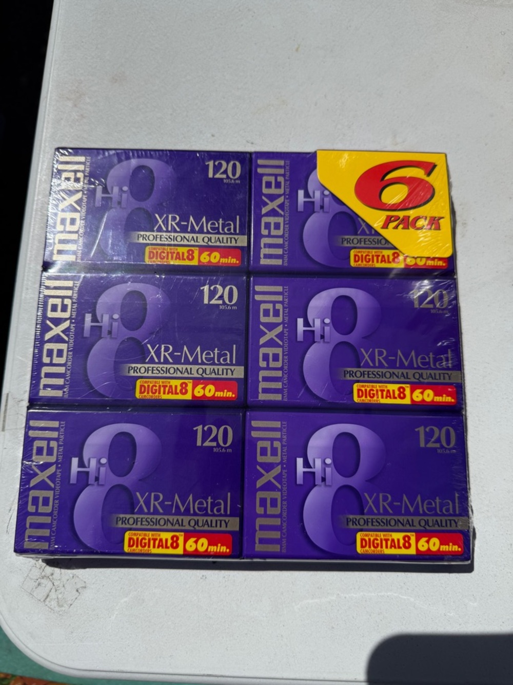 Maxell Hi8 XR-Metal 120 Digital8 Video Cassettes - Purple (6 Pack)
